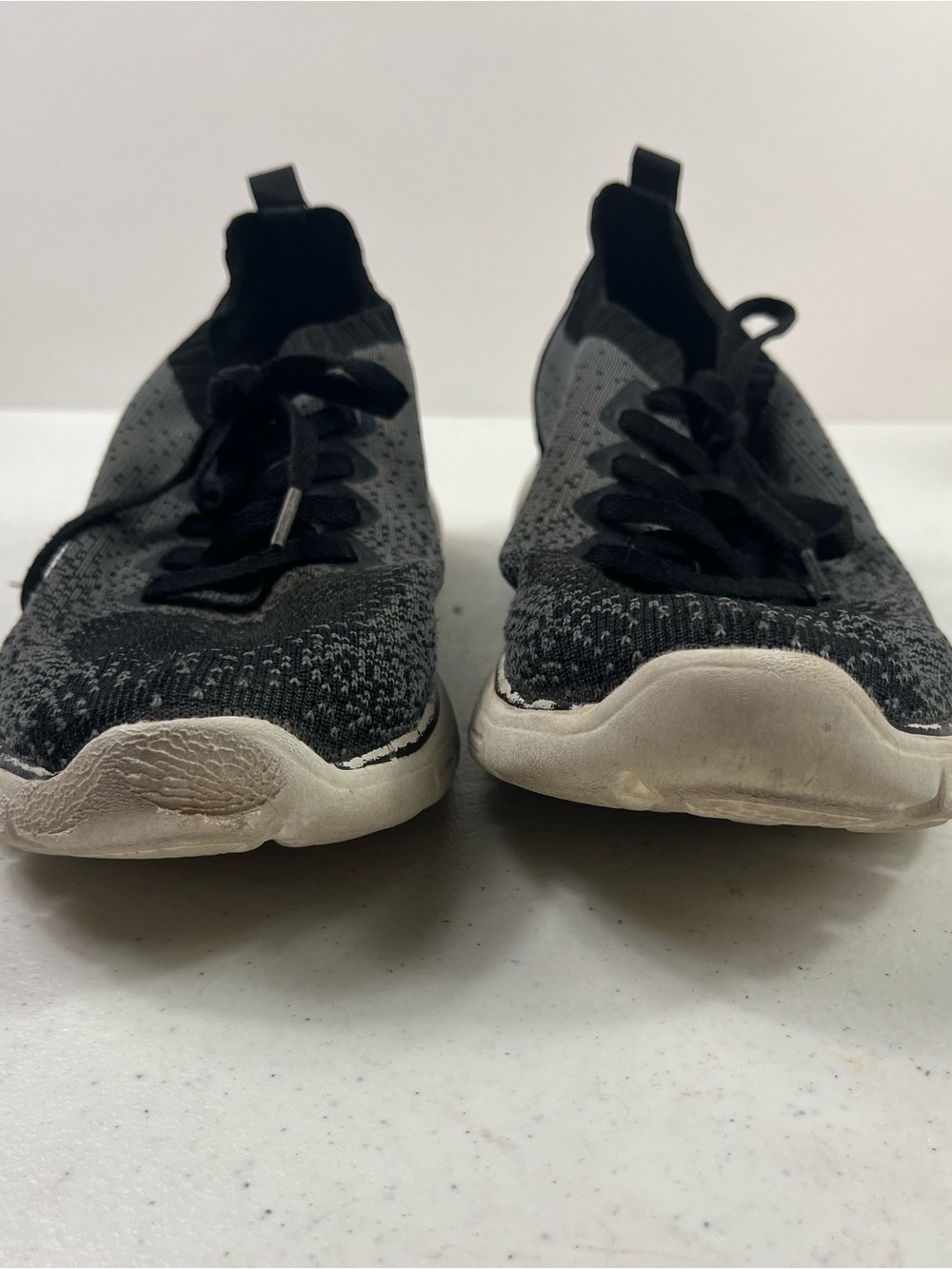 Black and Gray Knit Slip-On Sneakers